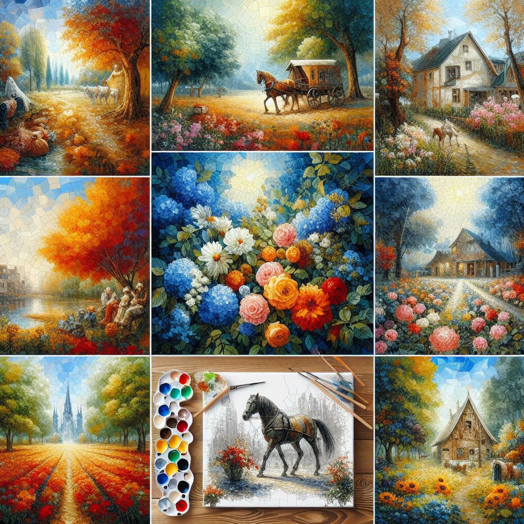 Vari stili di pittura numerata, dal realismo all'astratto