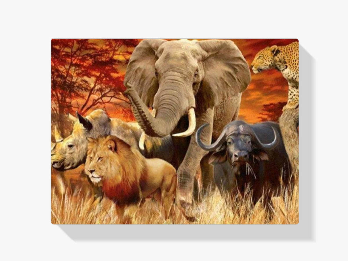 5 Afrikanische Tiere - Malen nach Zahlen