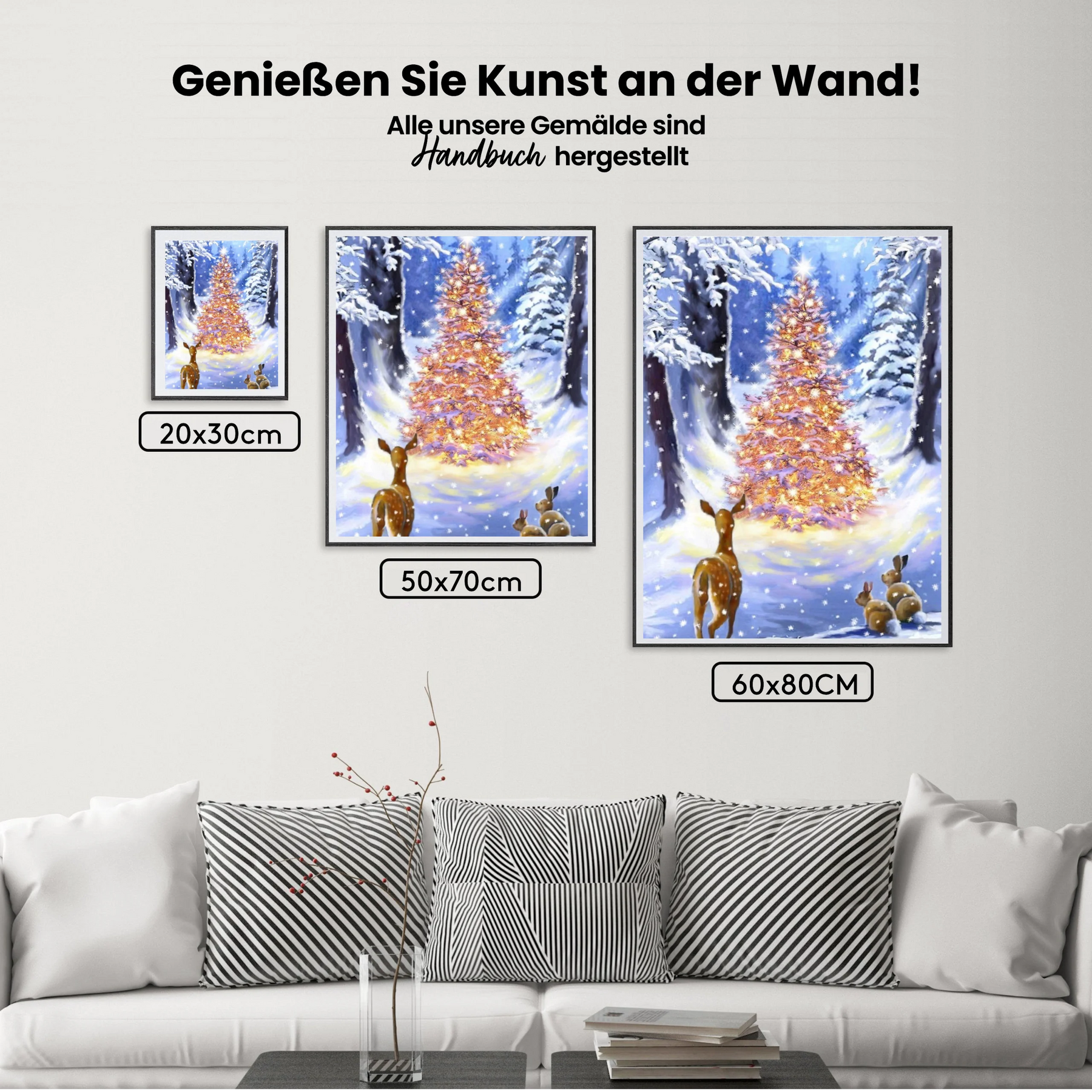 Baum mit Lichtern im Wald - Malen nach Zahlen