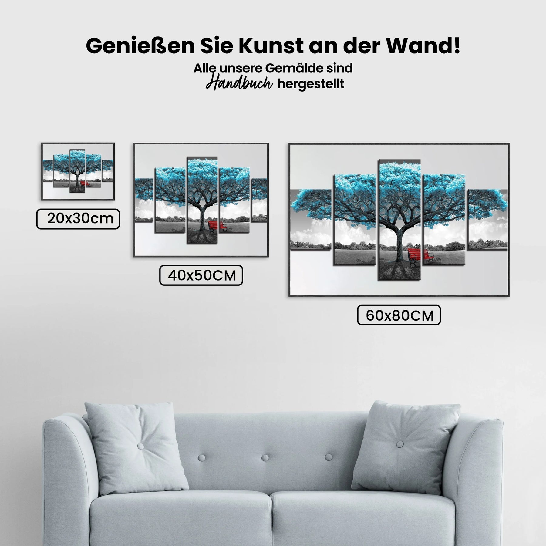 Blauer Baum | 5 Teile - Malen nach Zahlen
