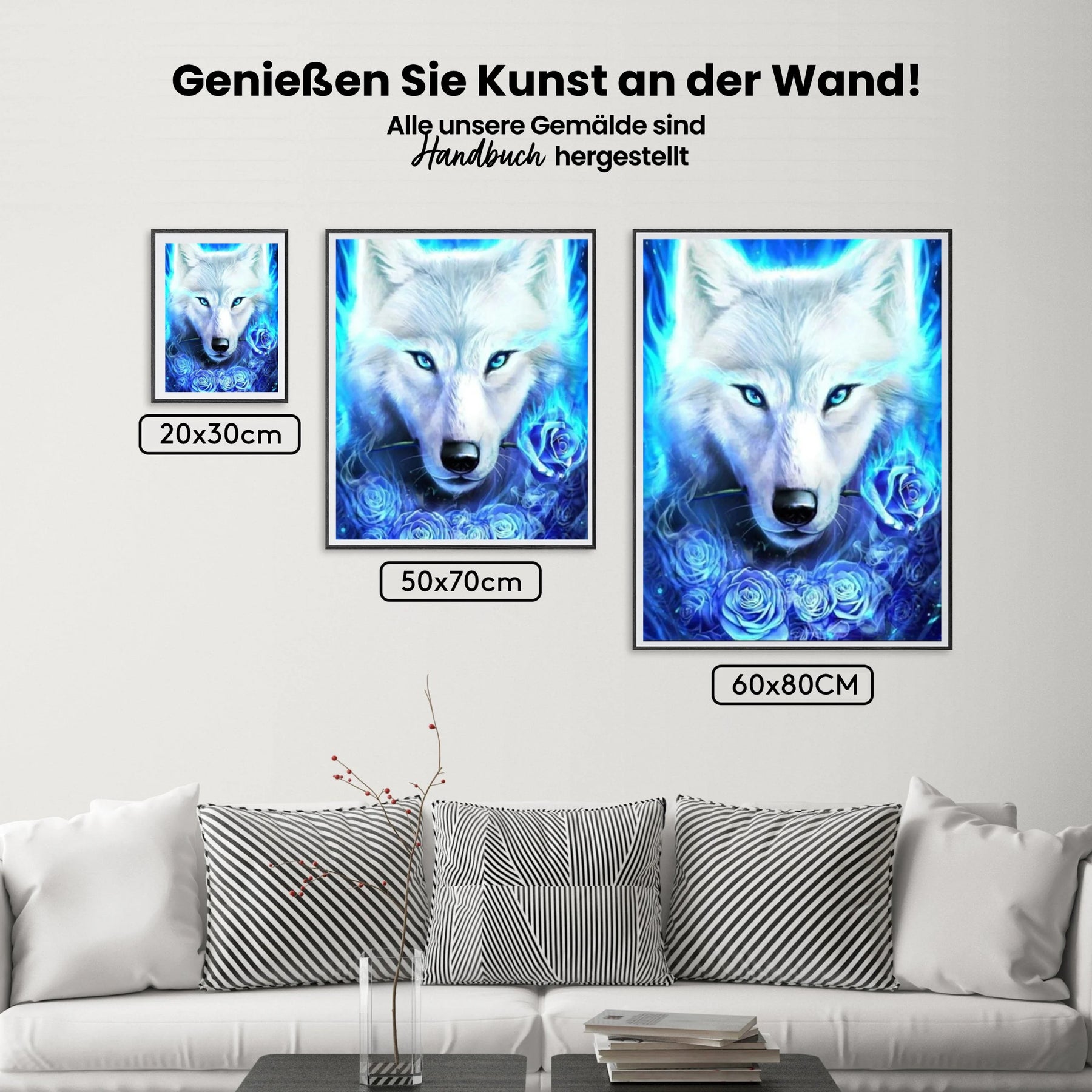 Blauer Feuer Eiswolf - Malen nach Zahlen