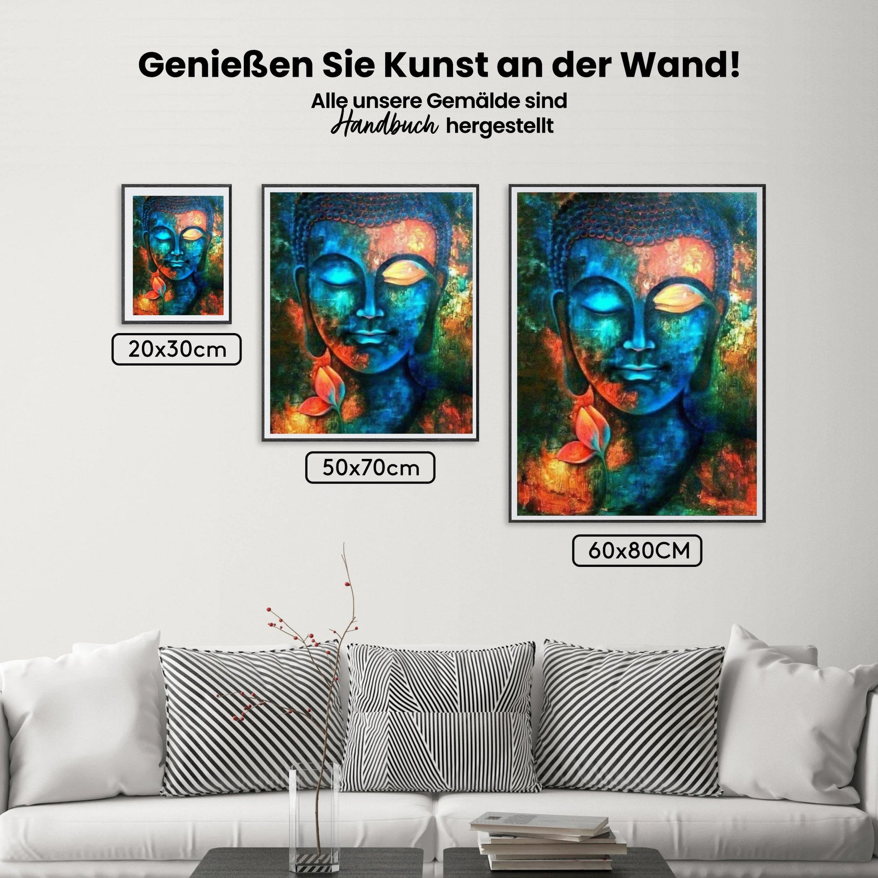 Buddha-Gesicht Blau Orange - Malen nach Zahlen