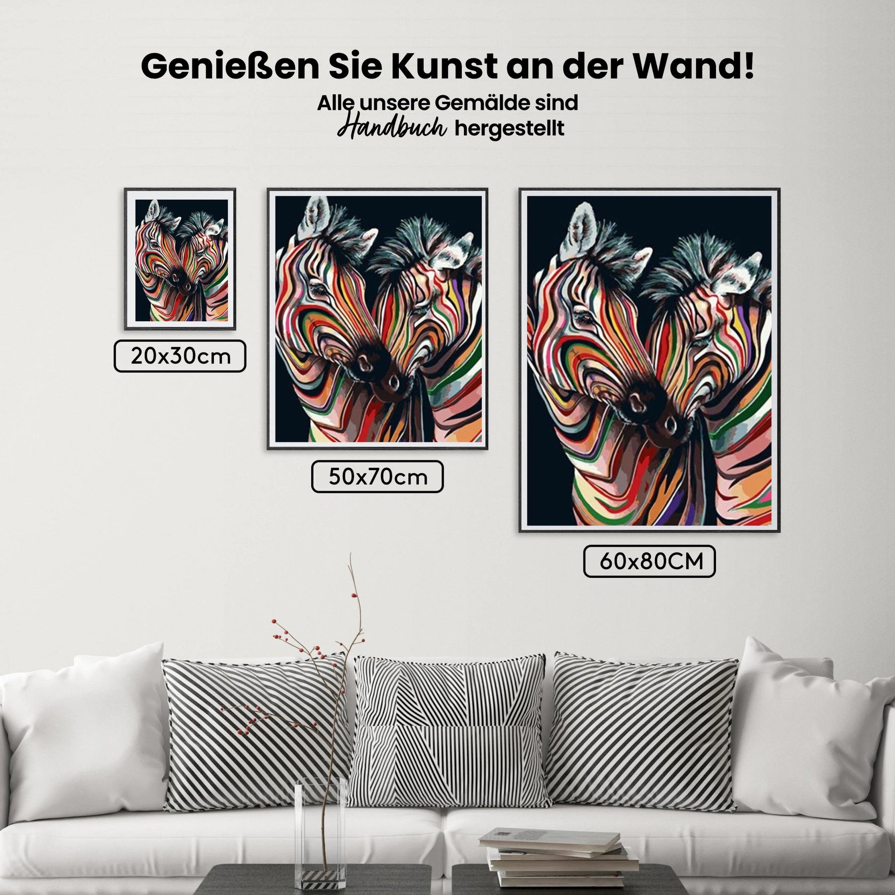 Bunte Zebras - Malen nach Zahlen