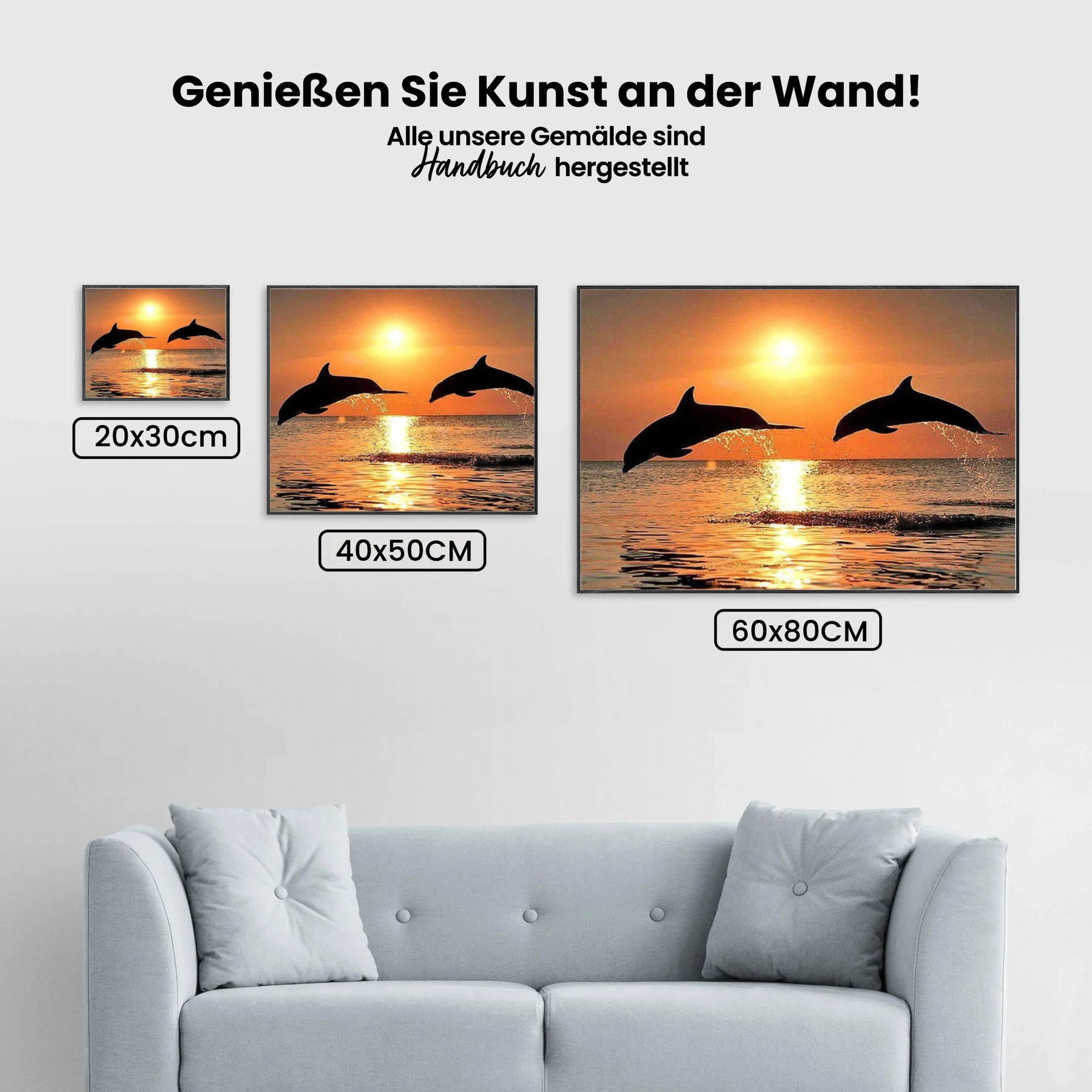 Delfine bei Sonnenuntergang - Malen nach Zahlen