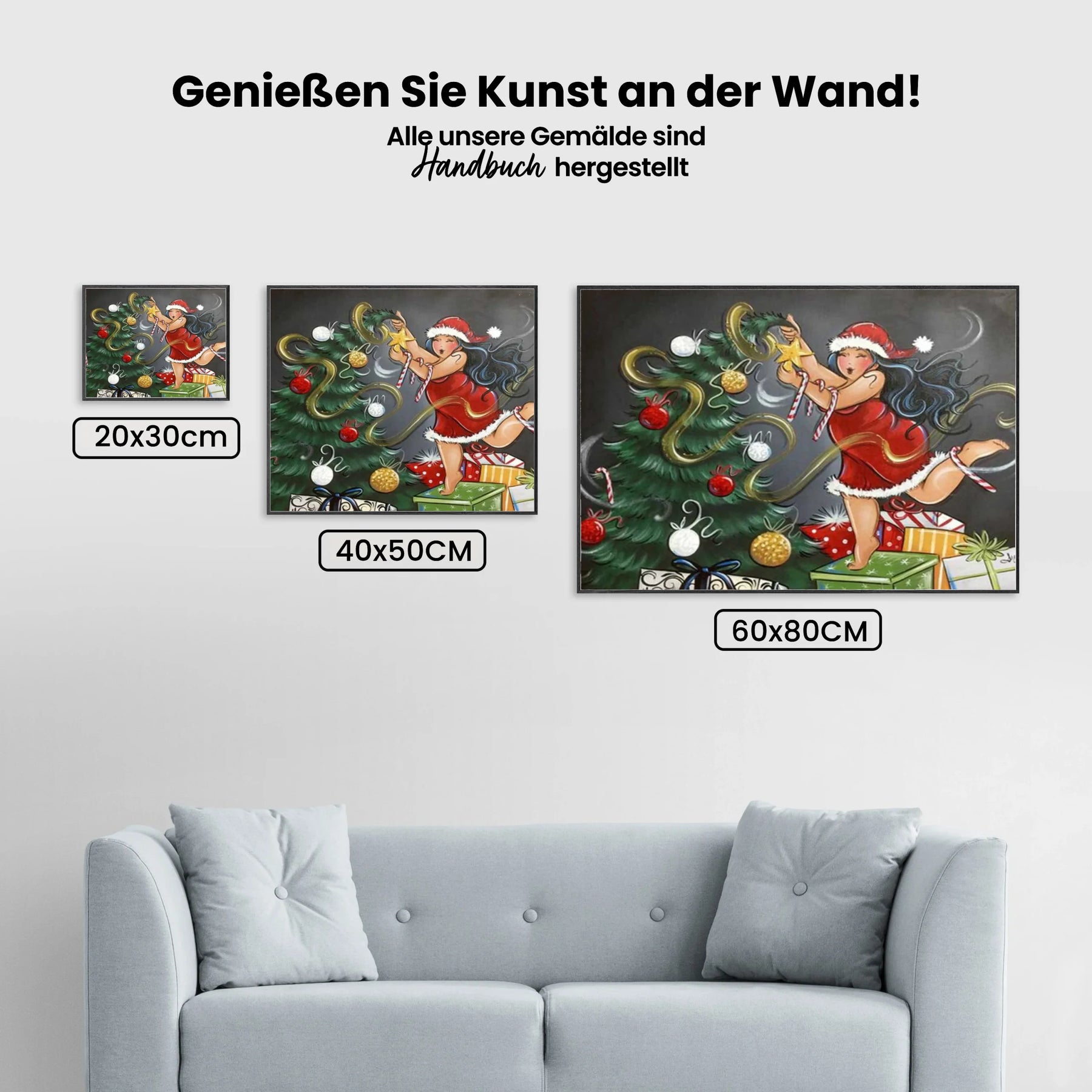 Dicke Dame feiert Weihnachten - Malen nach Zahlen