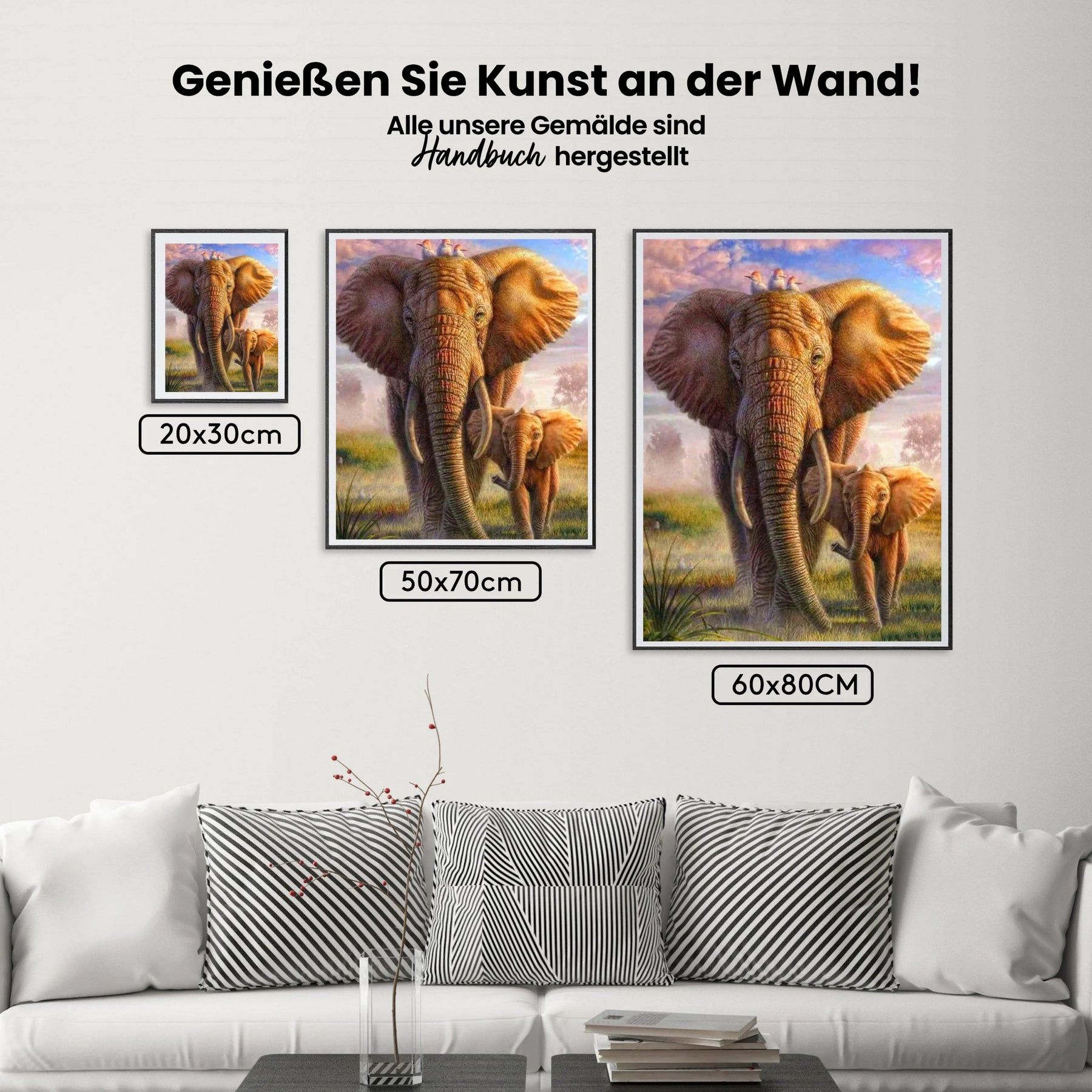 Elefant Mit Jungtier - Malen nach Zahlen