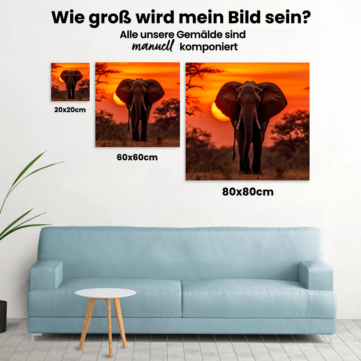 Elefant - Sonnenuntergang - Malen nach Zahlen
