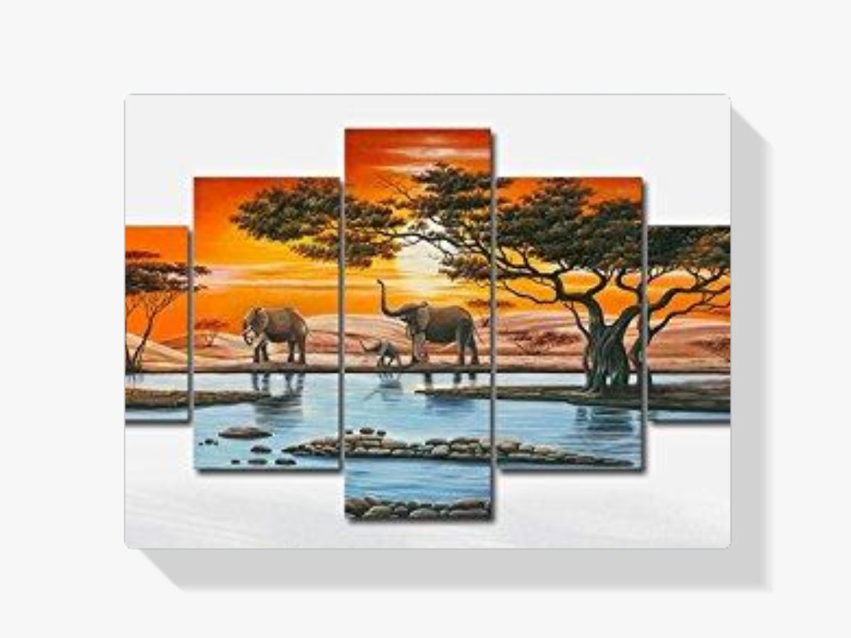 Elefantenfamilie | 5 Teile - Malen nach Zahlen