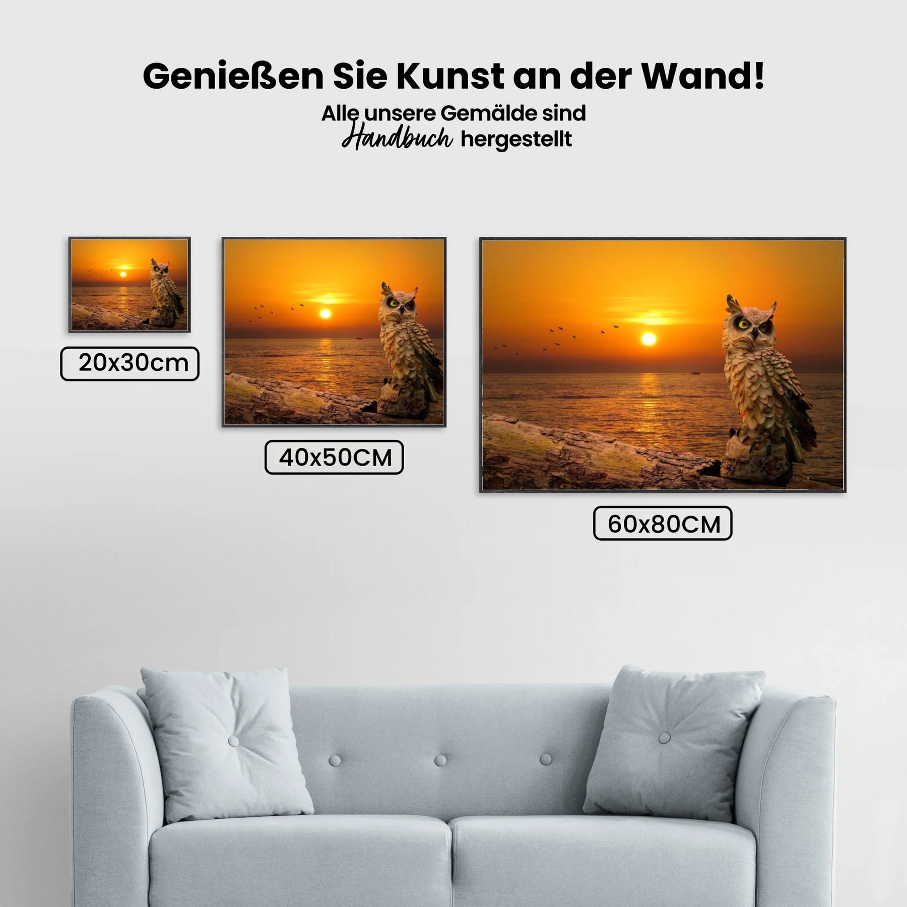 Eule bei Sonnenuntergang - Malen nach Zahlen