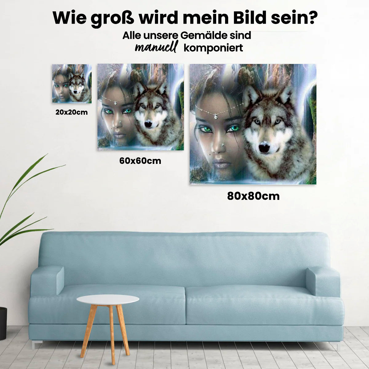 Frau und Wolf - Malen nach Zahlen
