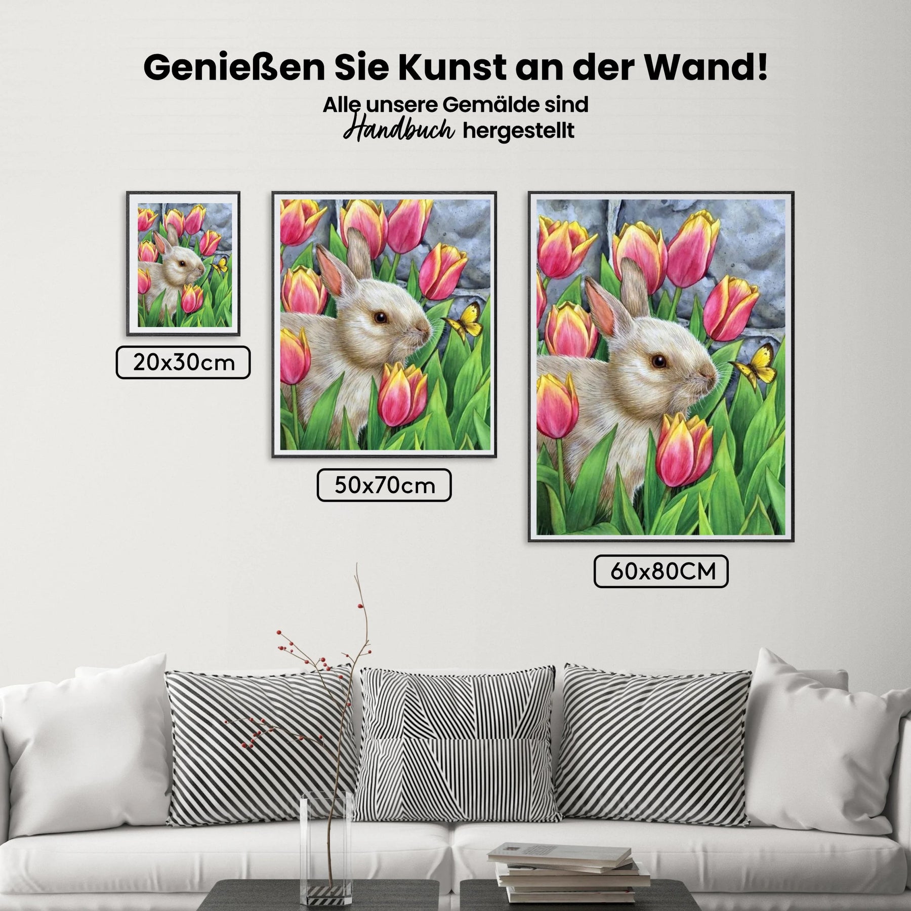 Hase zwischen den Tulpen - Malen nach Zahlen