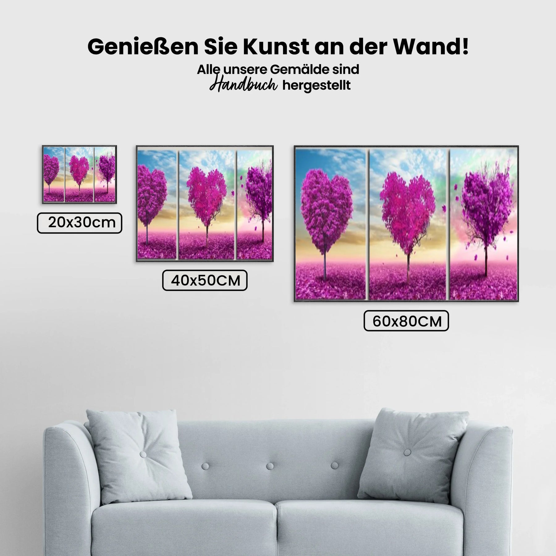 Herz Baum | 3 Teile - Malen nach Zahlen