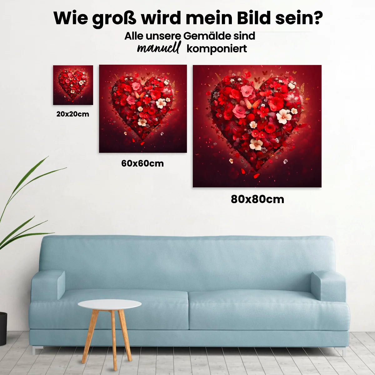 Herz mit Blumen - Malen nach Zahlen