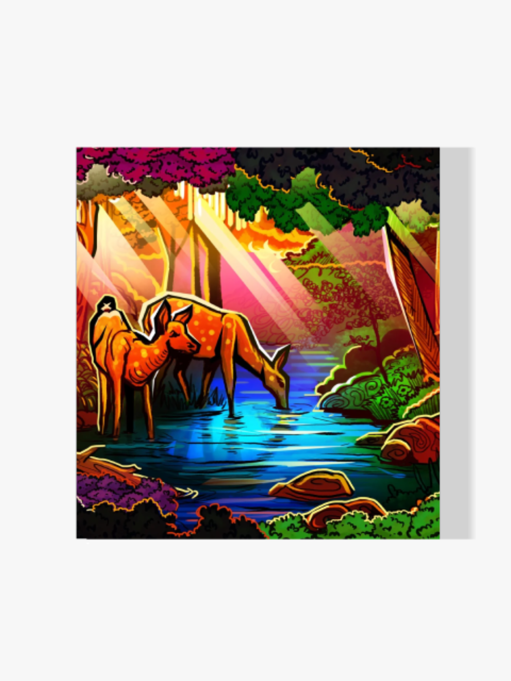 Hirsche im Dschungel | Exklusives Design - Malen nach Zahlen