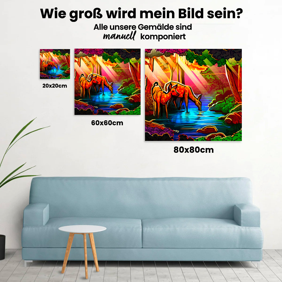 Hirsche im Dschungel | Exklusives Design - Malen nach Zahlen