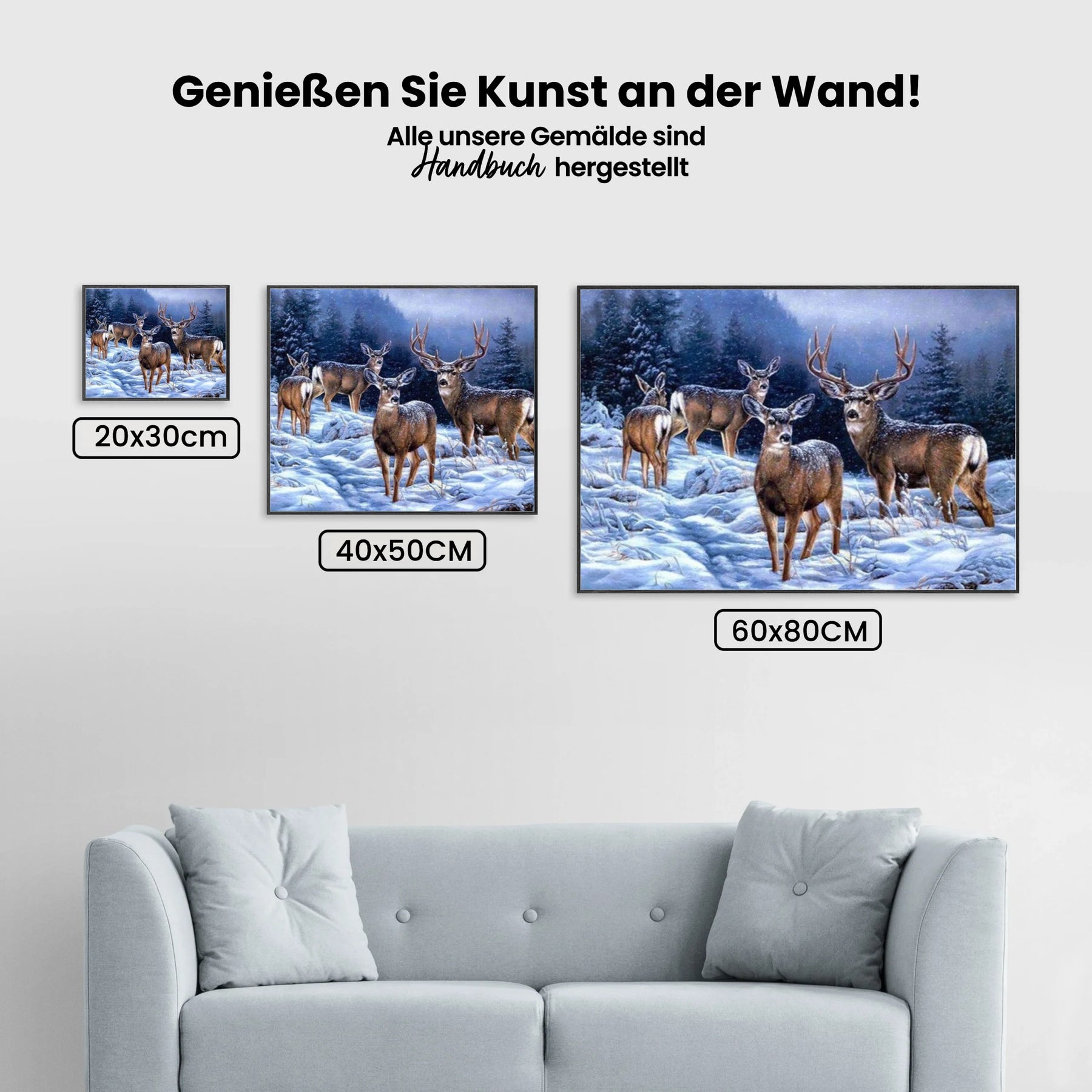 Hirsche im Schnee - Malen nach Zahlen