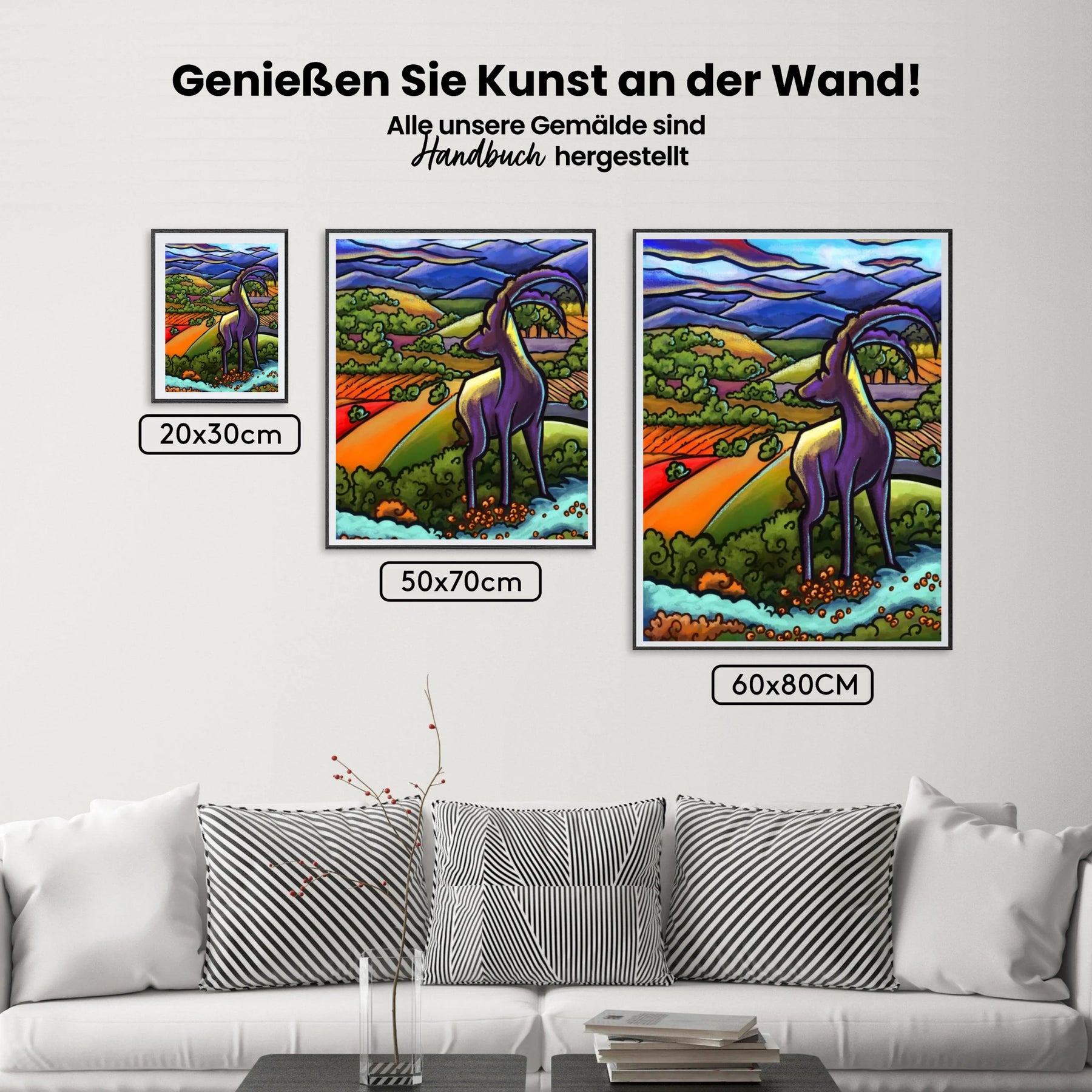 Hirsche in den Hügeln | Exklusives Design - Malen nach Zahlen