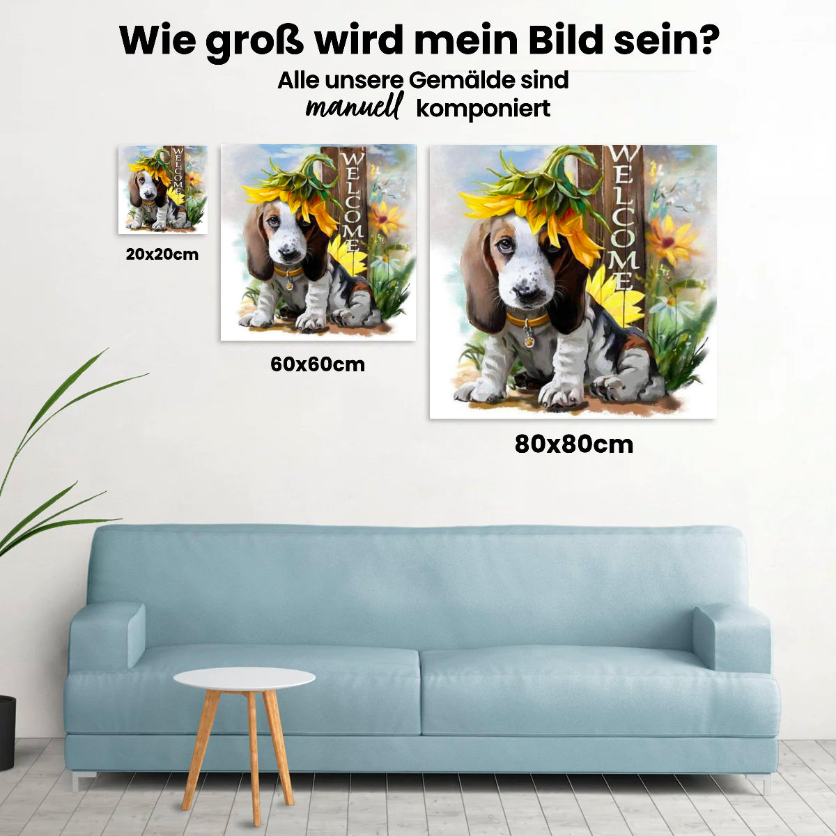Hund mit Sonnenblume - Malen nach Zahlen