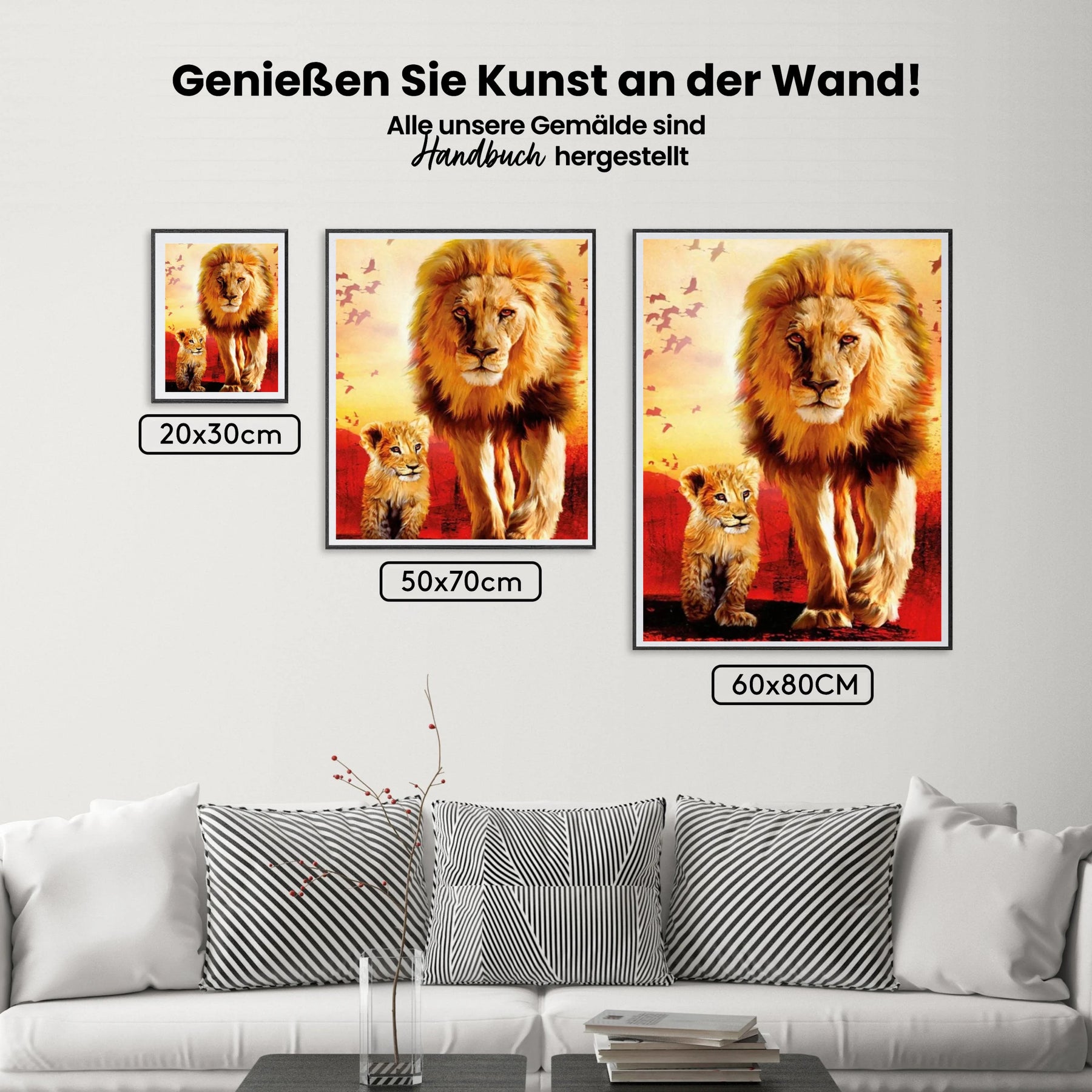 Kleiner Löwe folgt großem Löwen - Malen nach Zahlen