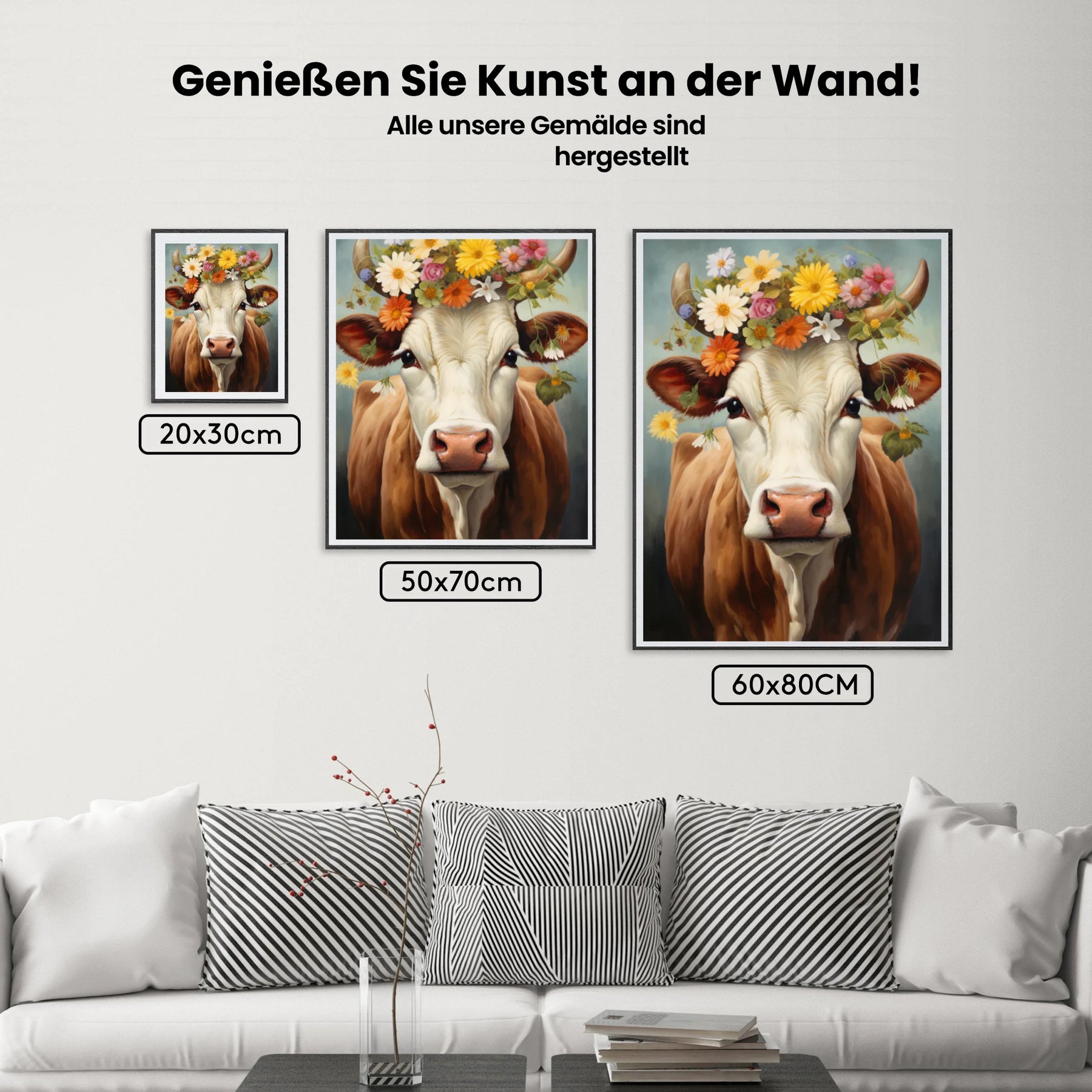 Kuh mit Blumenkranz - Malen nach Zahlen
