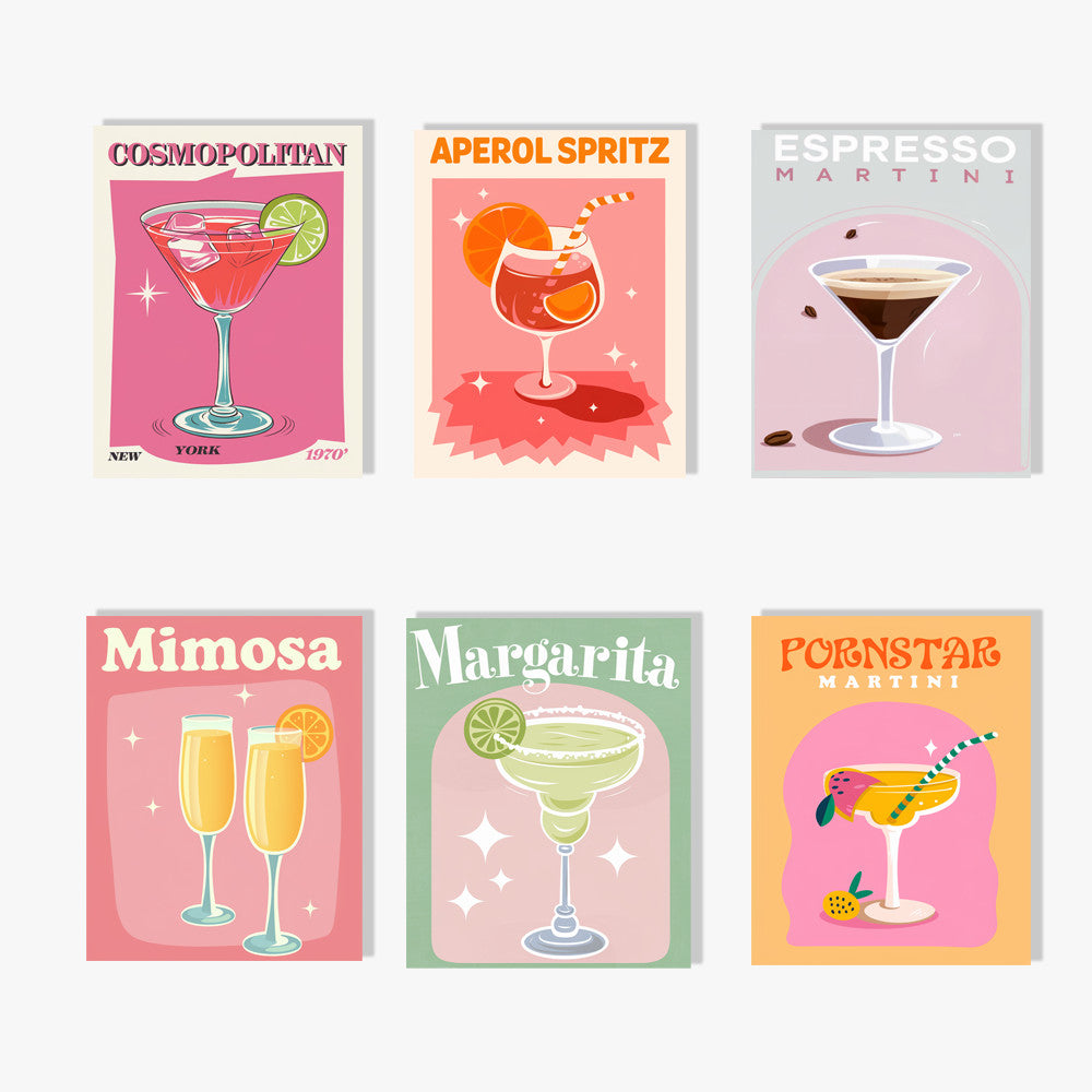 Dipingi con i numeri - 6 mini dipinti | Set cocktail colorati