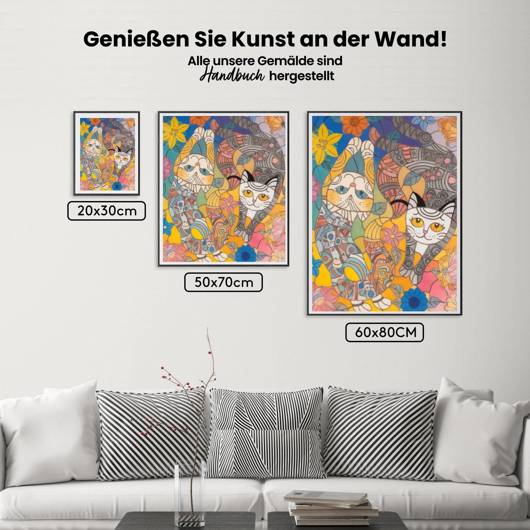 Dipingi con i numeri - Gatti colorati in una fantasia floreale