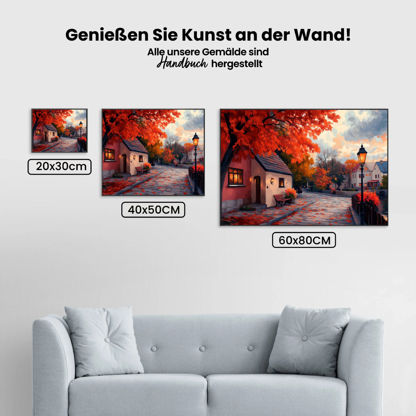 Dipingere con i numeri - Herbststraße bei Sonnenuntergang