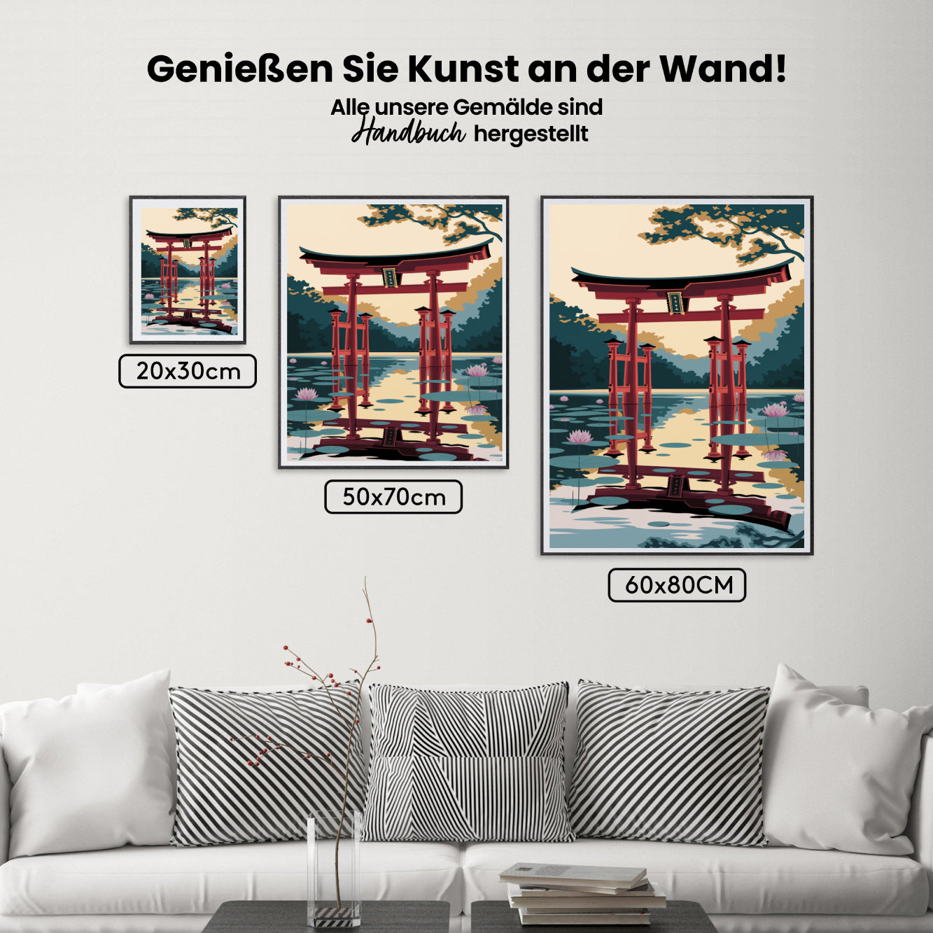 Dipingere con i numeri - Portale Torii Giapponese in un tranquillo stagno