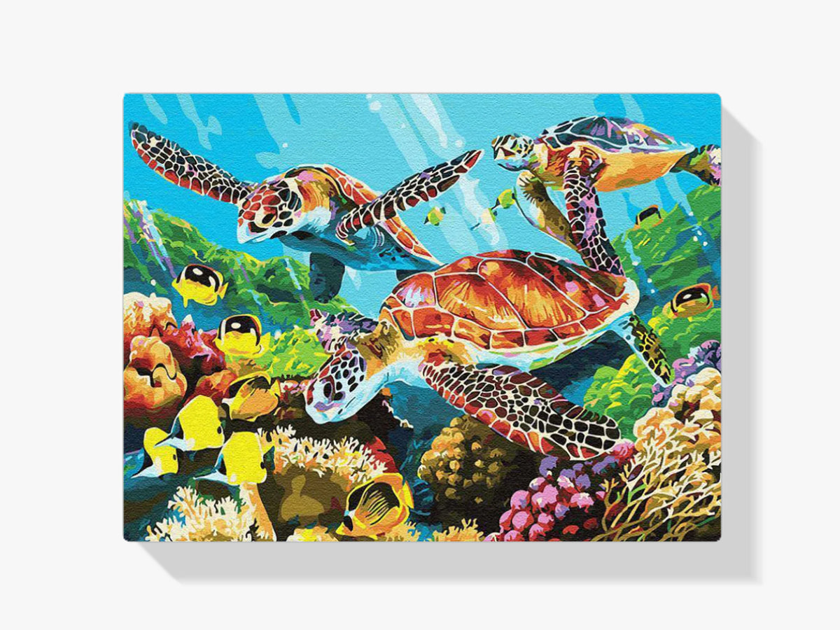 Dipingere con i numeri – Famiglia di tartarughe marine