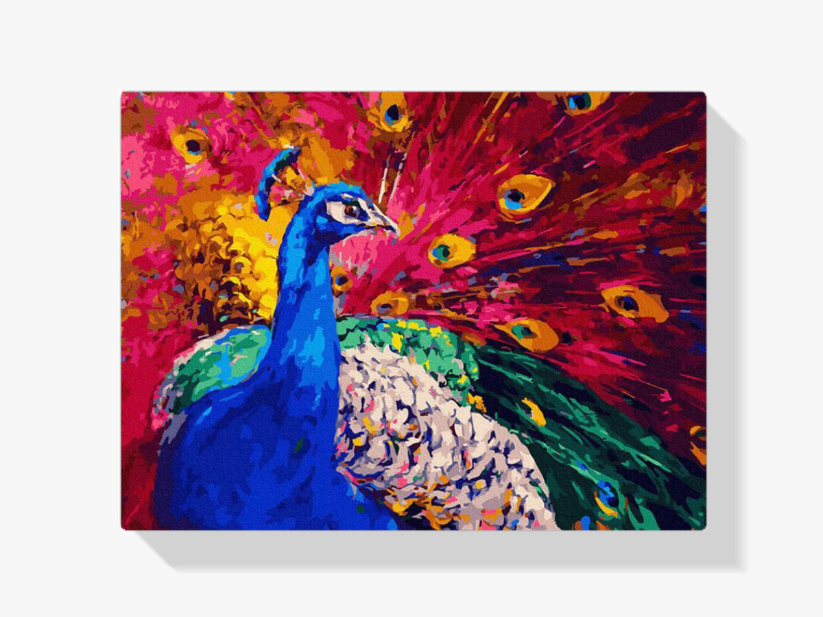 dipingere con i numeri - pavone arcobaleno