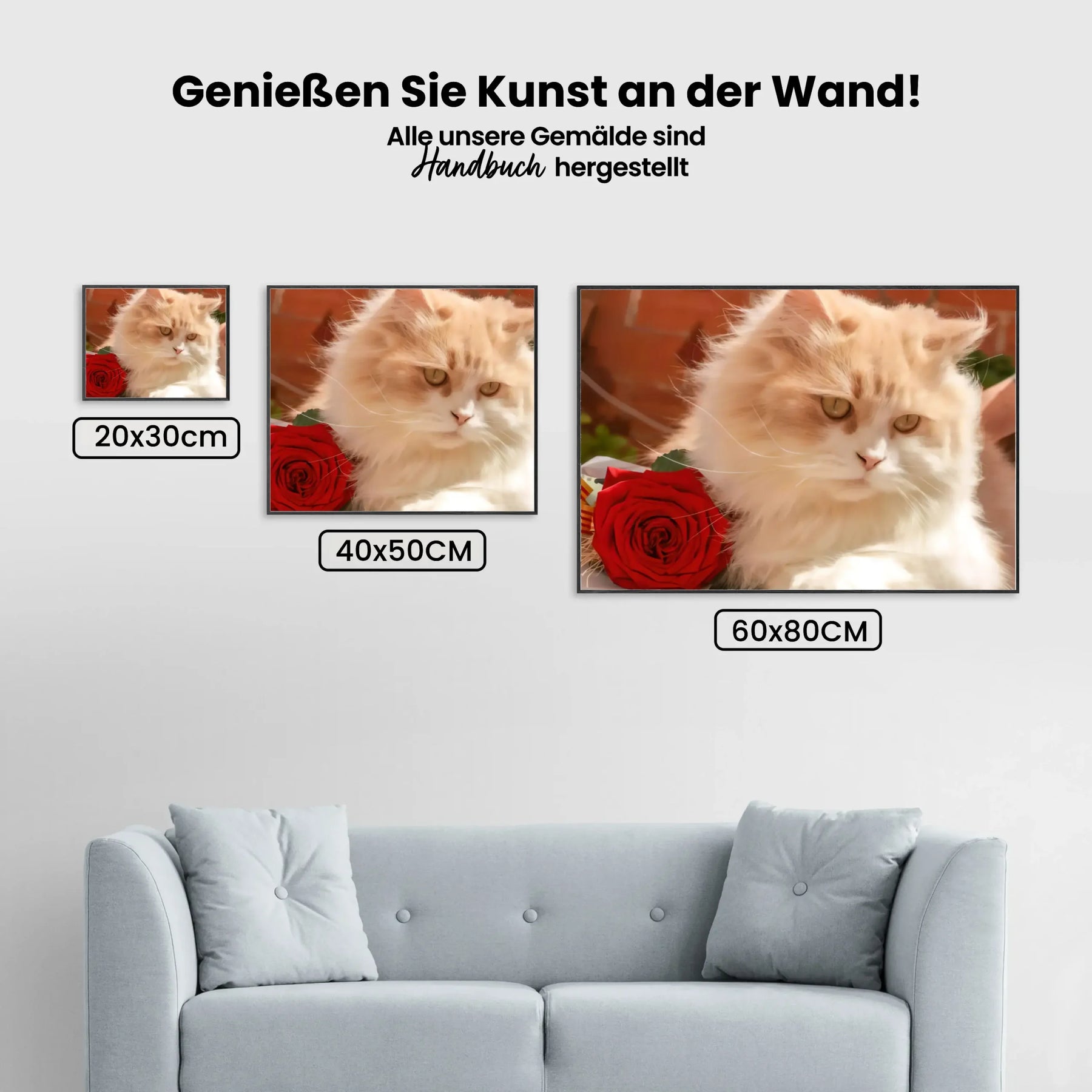 Malen nach Zahlen – Weiße Katze mit Rose
