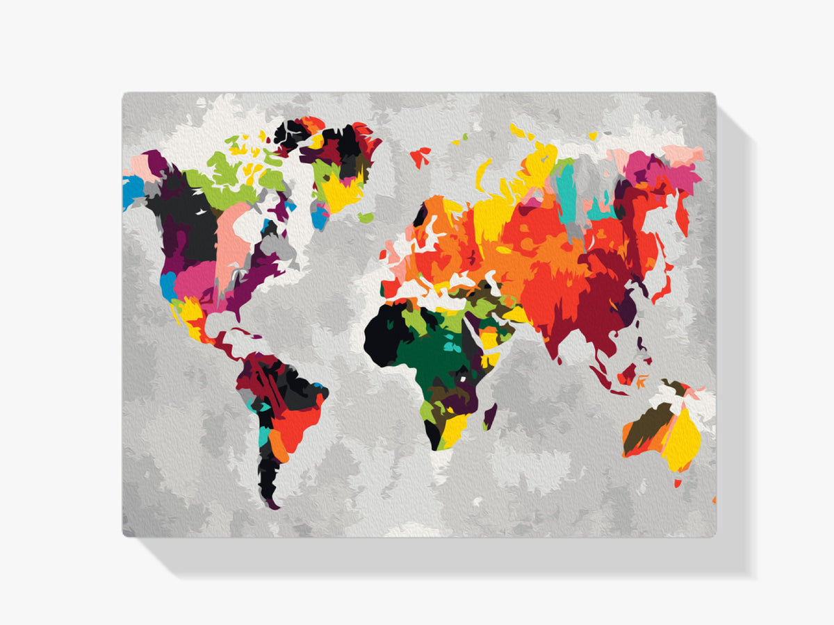 dipingere con i numeri - Mappa del mondo (tonalità di marrone)