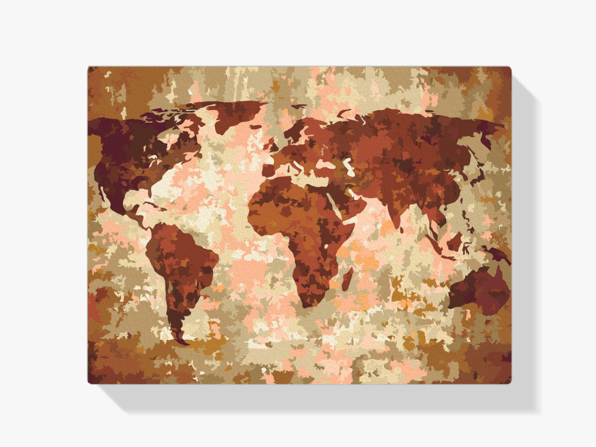 dipingere con i numeri - mappa del mondo (colori terrosi)
