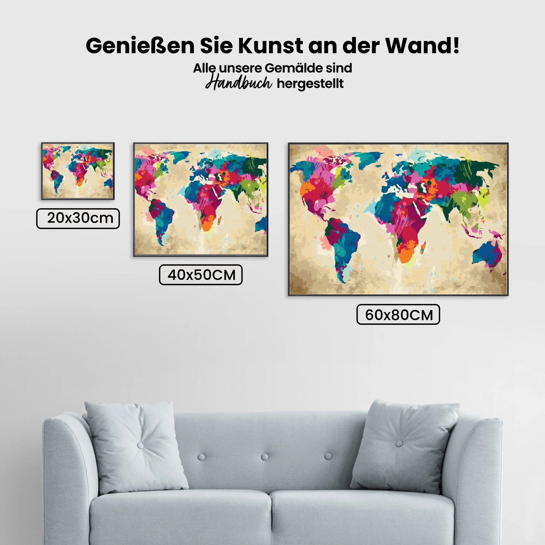 Malen nach Zahlen - Weltkarte (bunt)