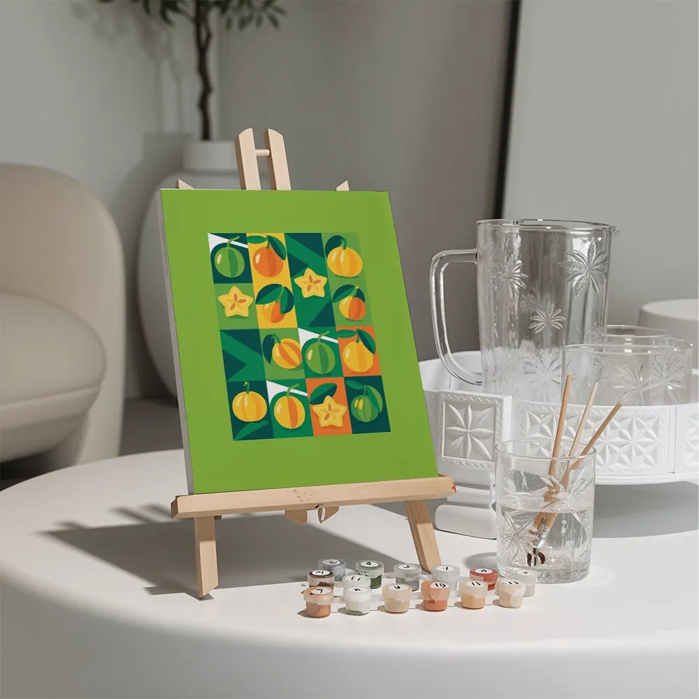 Dipingere con i numeri - 6 mini dipinti | Set bacio di frutto a stella
