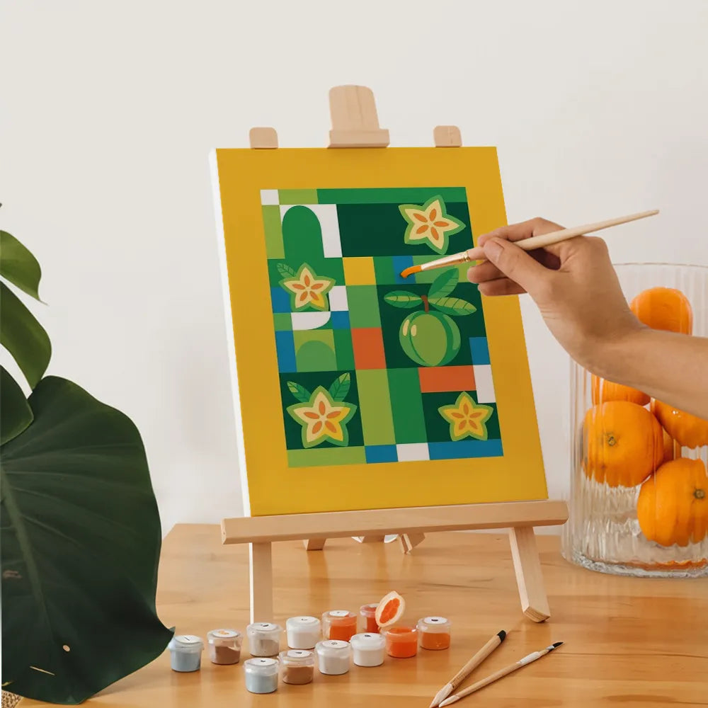 Dipingere con i numeri - 6 mini dipinti | Set bacio di frutto a stella