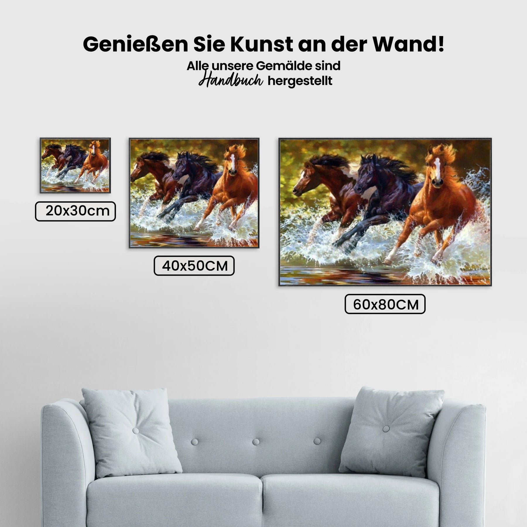 Pferde im Wasser - Malen nach Zahlen