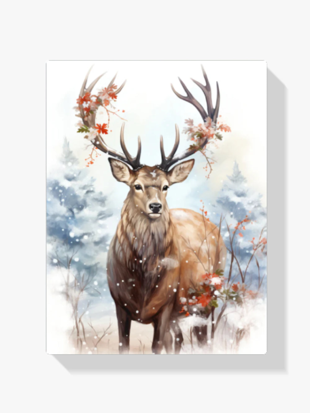 Rentier mit Blumen - Malen nach Zahlen