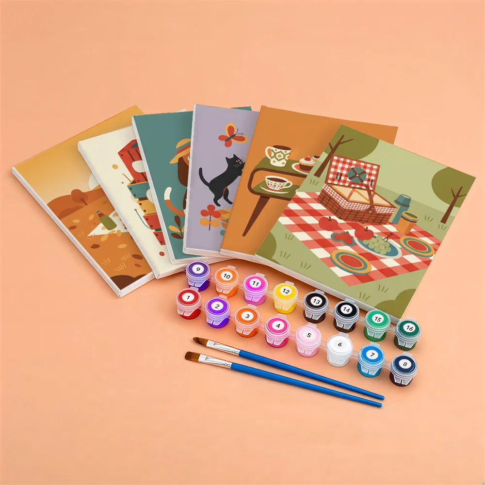 Dipingere con i numeri - 6 Mini Dipinti | Piccolo Boschetto