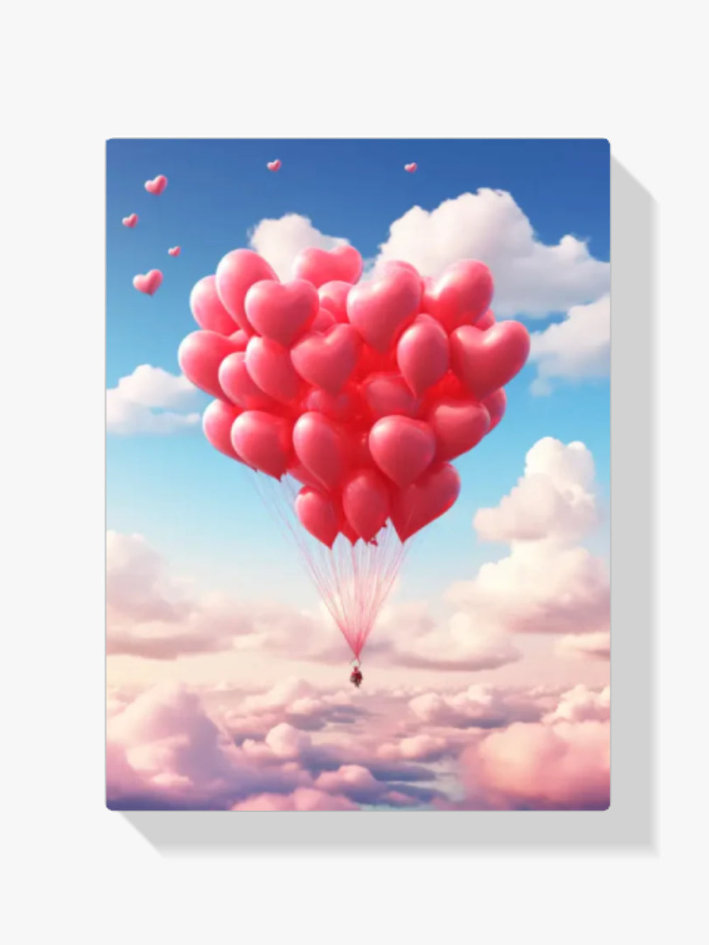 Rosa Luftballons mit Herzen - Malen nach Zahlen