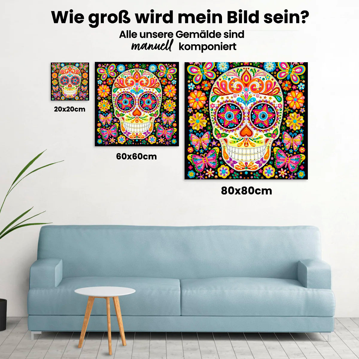 Schädel Schmetterlinge | Glow in the Dark - Malen nach Zahlen