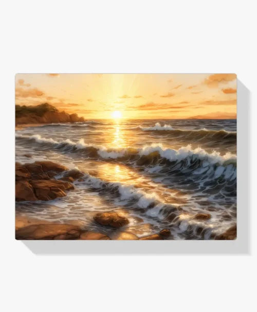 Dipingere con i numeri - Onde dorate al tramonto