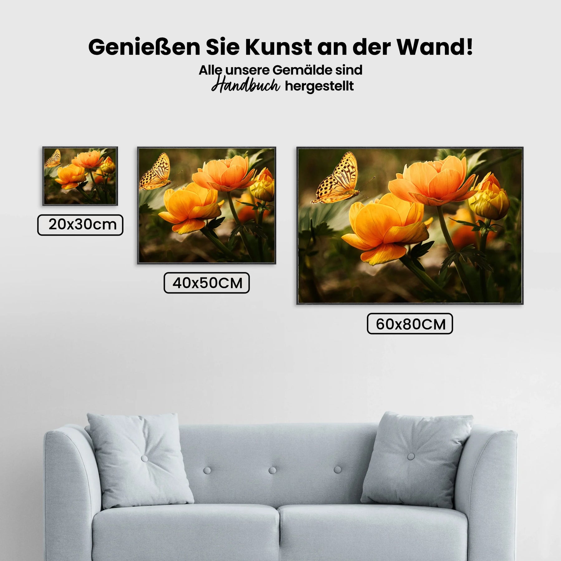 Schmetterling auf oranger Blüte - Malen nach Zahlen