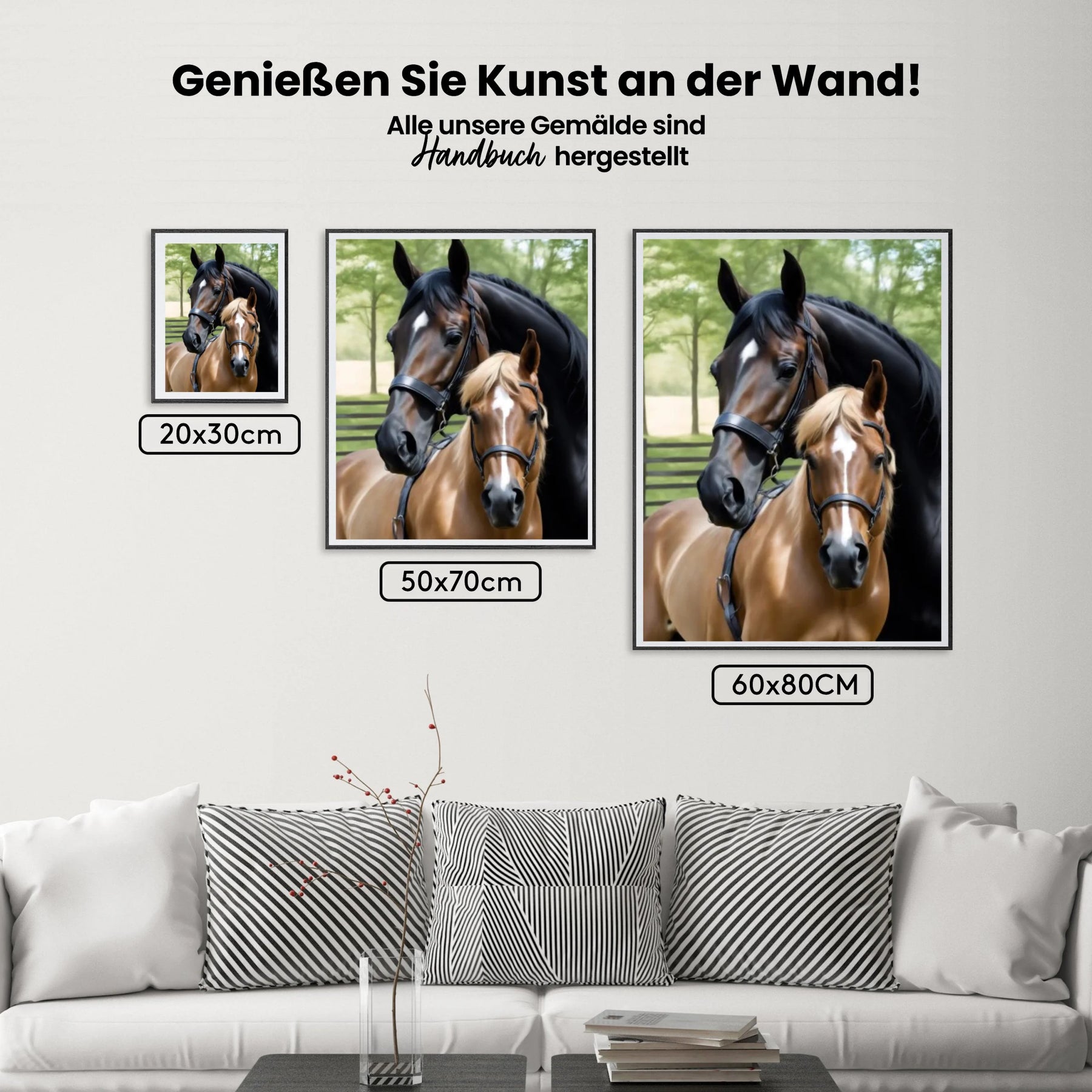 Schwarzes und braunes Pferd - Malen nach Zahlen