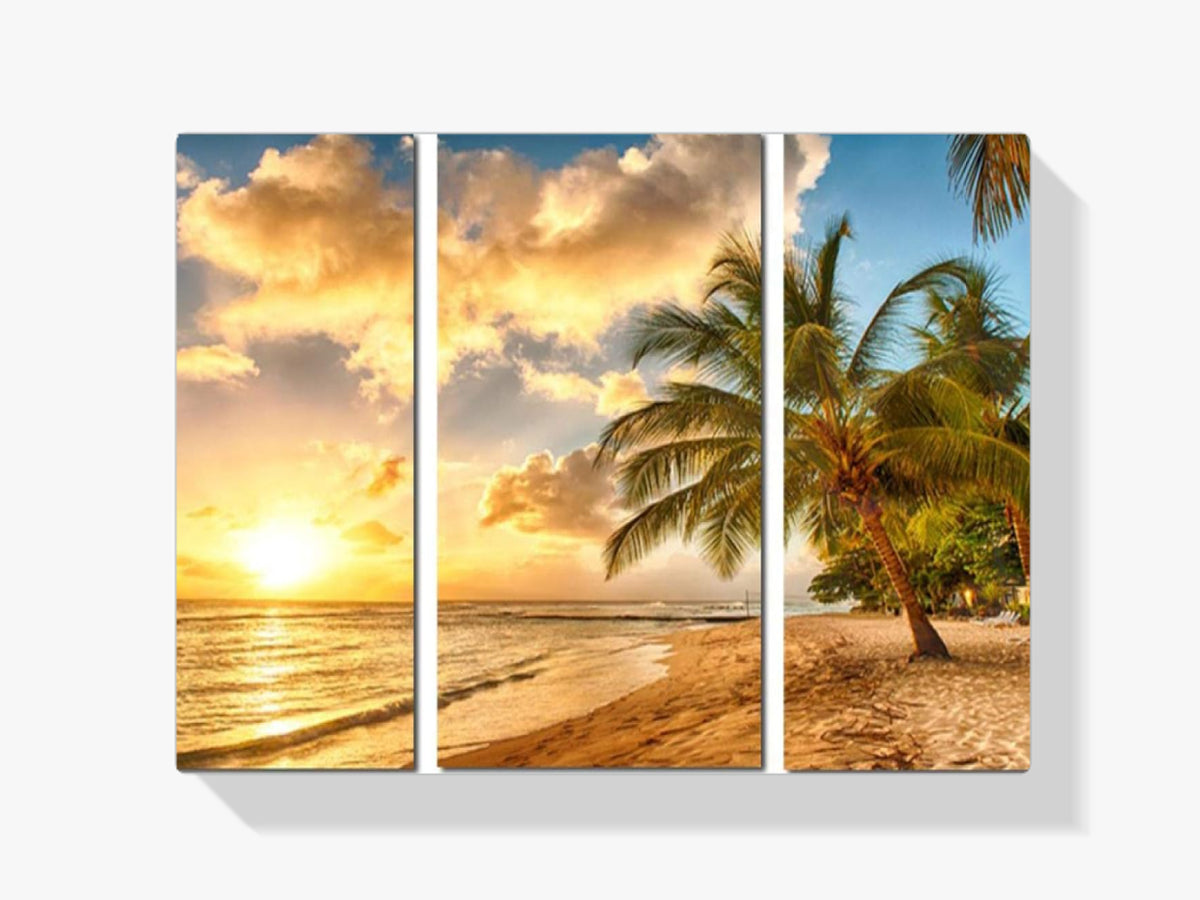 Sonnenuntergang - Palme | 3 Teile - Malen nach Zahlen