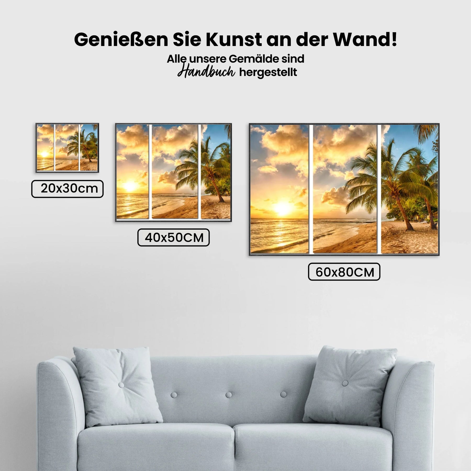 Sonnenuntergang - Palme | 3 Teile - Malen nach Zahlen