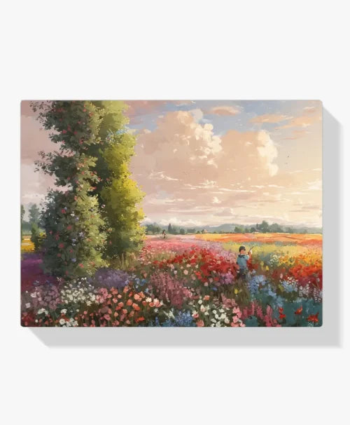 Dipingi con i numeri - Tramonto in un campo di fiori