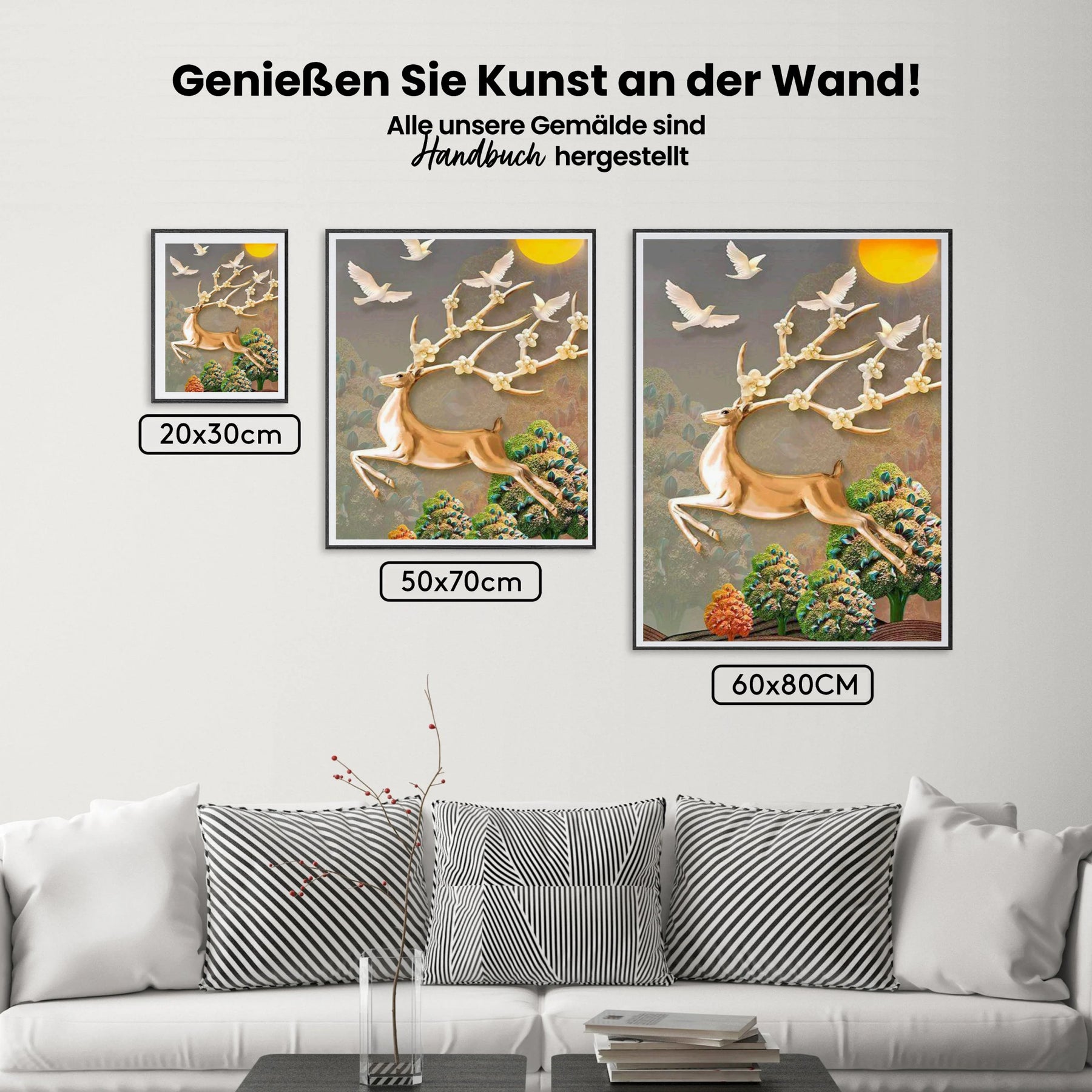 Springender Hirsch | Großformat - Malen nach Zahlen