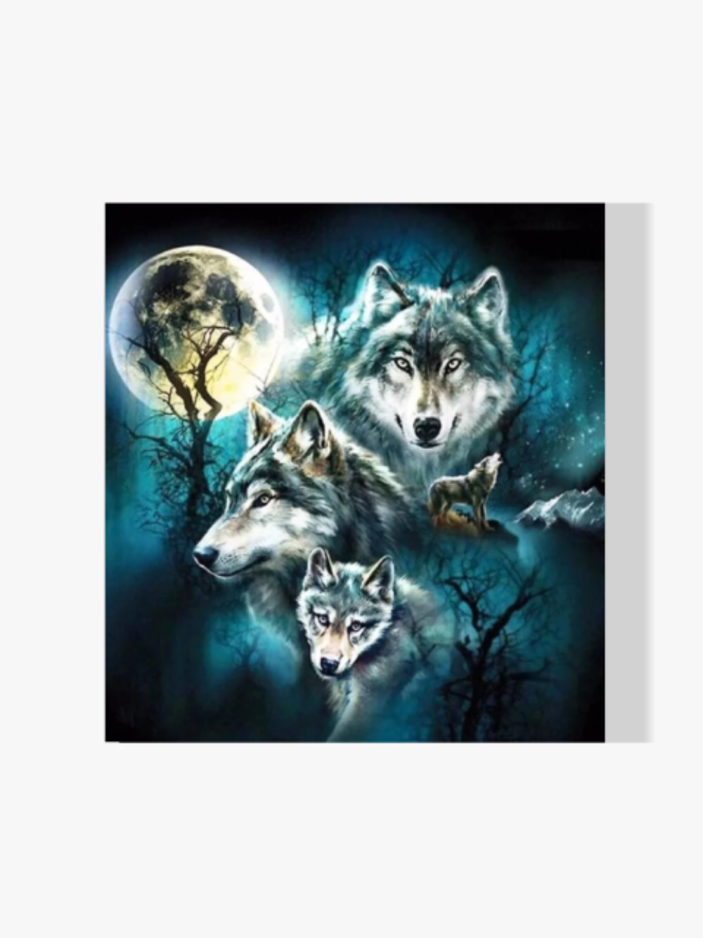 Vier Wölfe bei Vollmond - Malen nach Zahlen