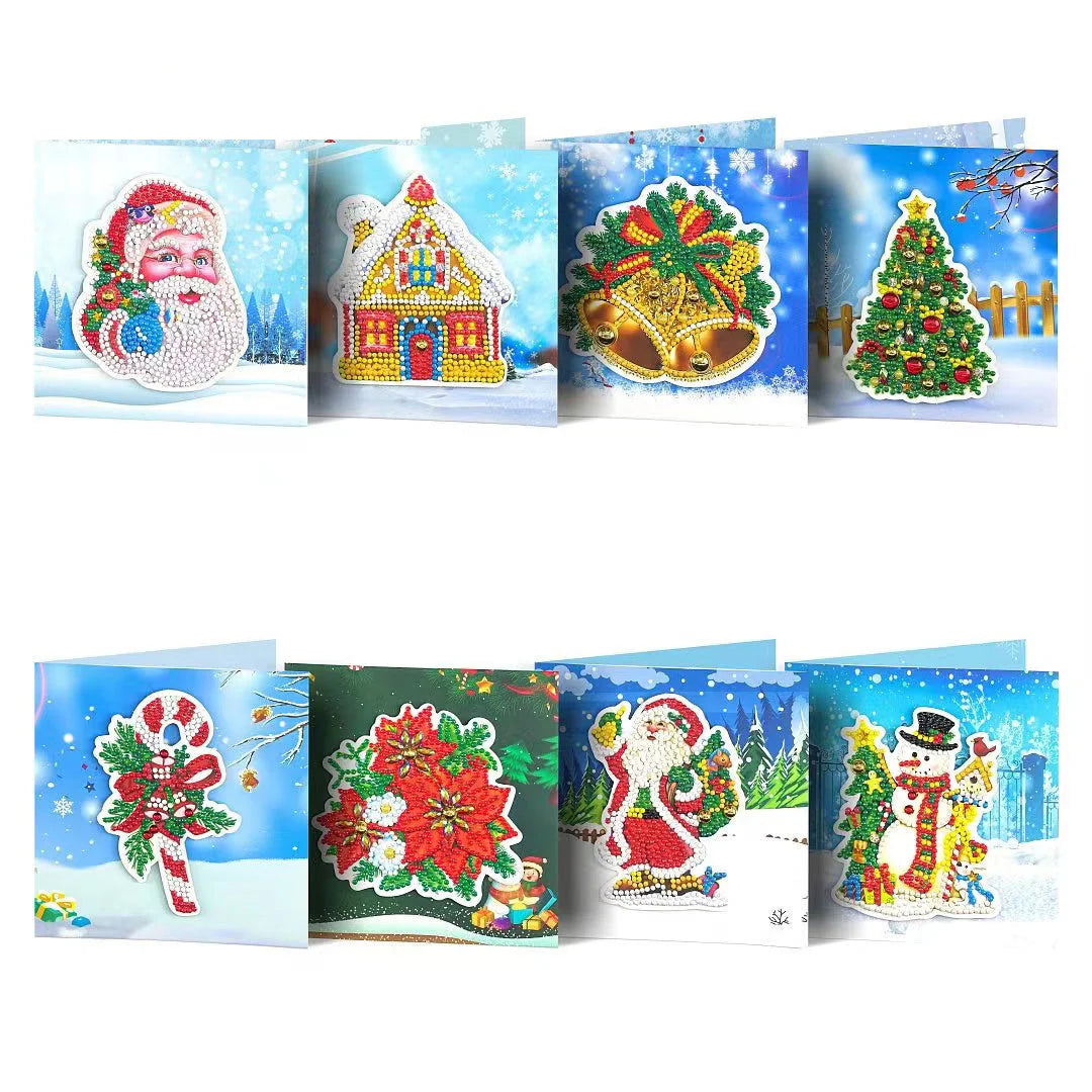 Weihnachtskarten | 8 Stück - Malen nach Zahlen